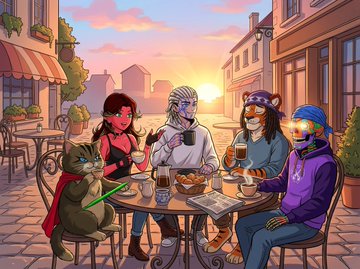 Rodney and friends at a cafe